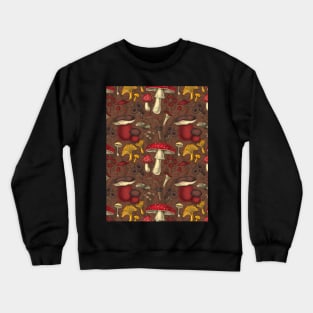 Wild mushrooms on brown Crewneck Sweatshirt